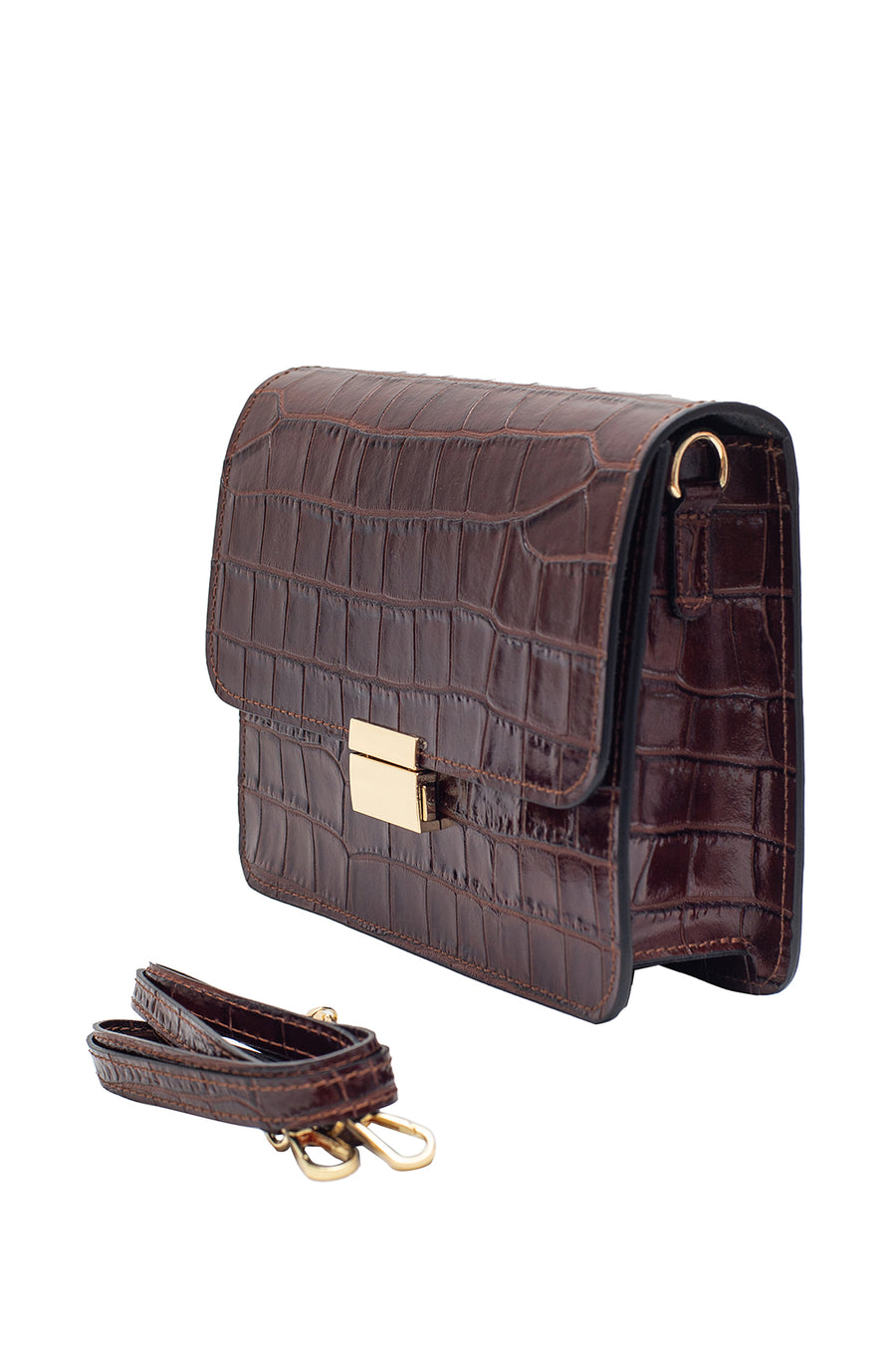 Sac MILENA CROCO - Marron