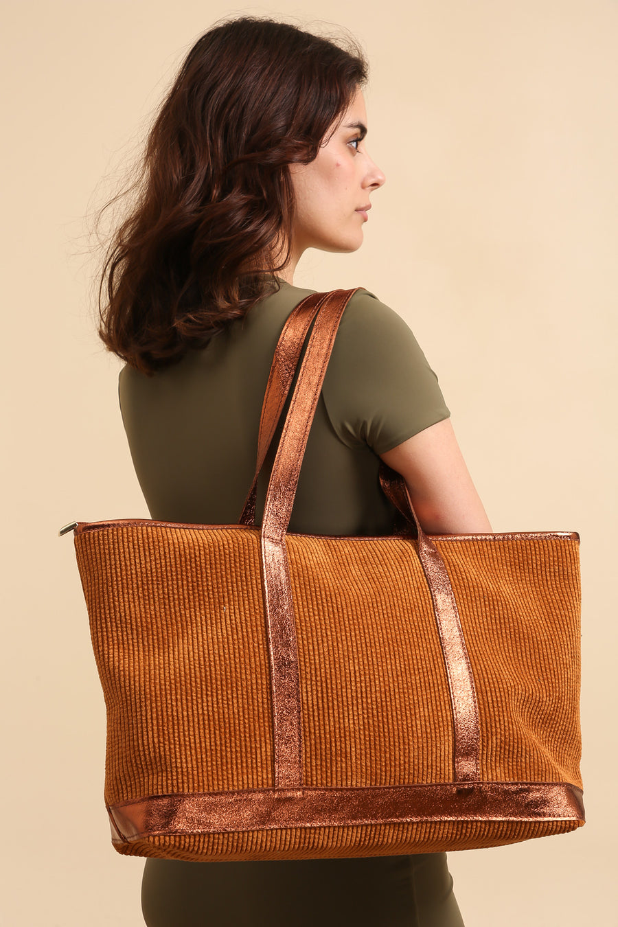 Sac SATINE VELOURS - Camel