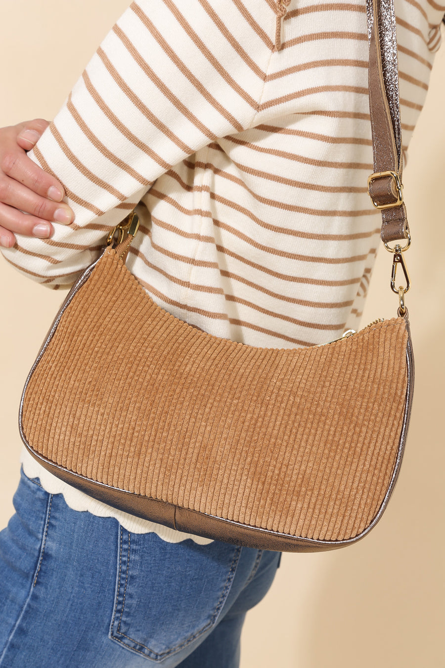 Sac ELEANORE VELOURS - Taupe