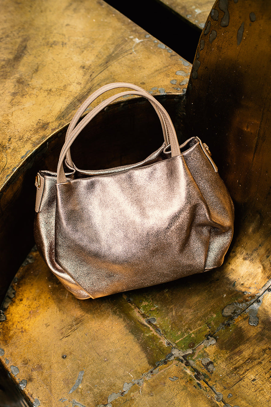 Sac à main CLELIA METAL- Etain